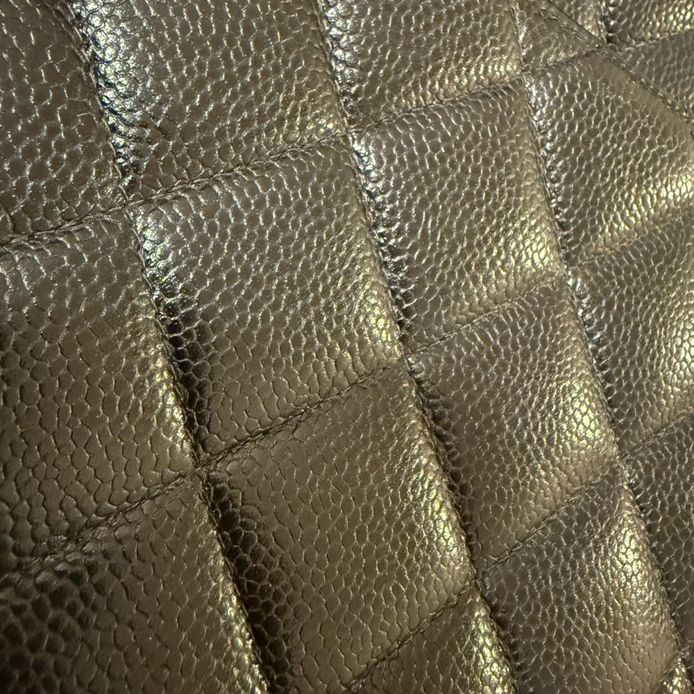 CHANEL Black Quilted Caviar Leather CC Tote with Gold-Tone Charm - Picture 8 of 16